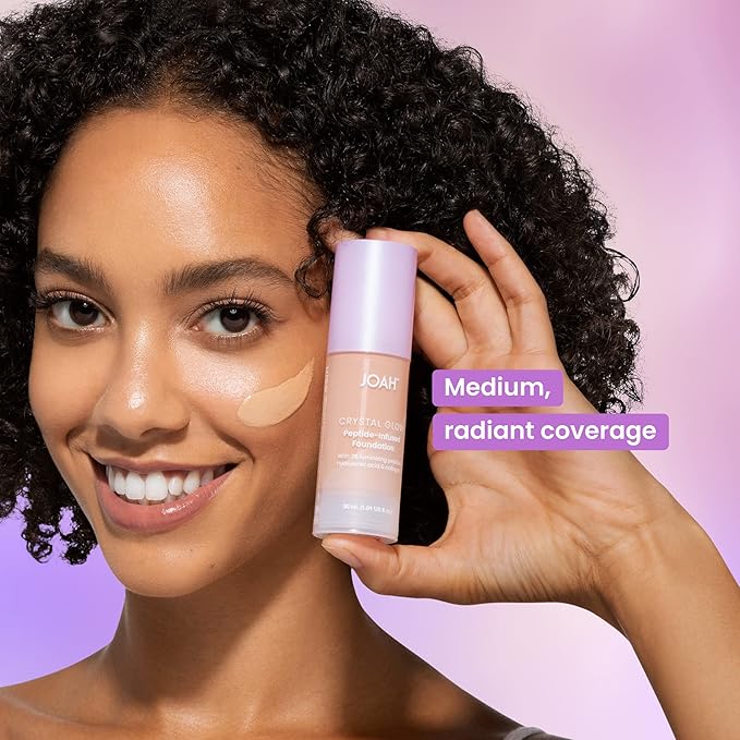 JOAH Peptide Infused Foundation, 2-1 Korean Face Makeup with Blurring Face Primer, Luminizer, Hydration & Skin Defense for a Lightweight Finish, Buildable Medium Coverage, 1.01 Oz, Deep Warm-Velvo Beauty