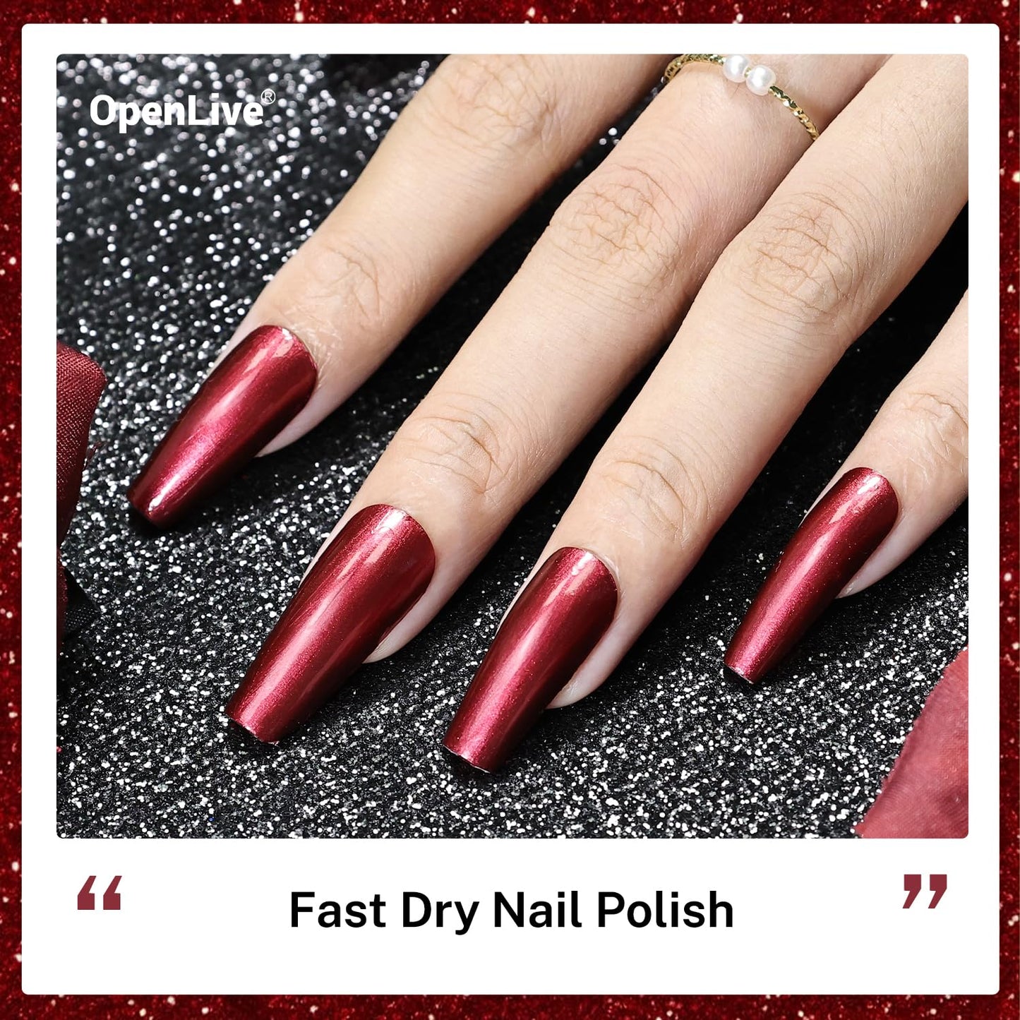 16.5ml Red Glitter Nail Polish Large Volume Quick Dry Nail Polish, Long Lasting Shine, Fingernail Toenail Nail Art DIY Home Travel Nail Art Gift-Velvo Beauty