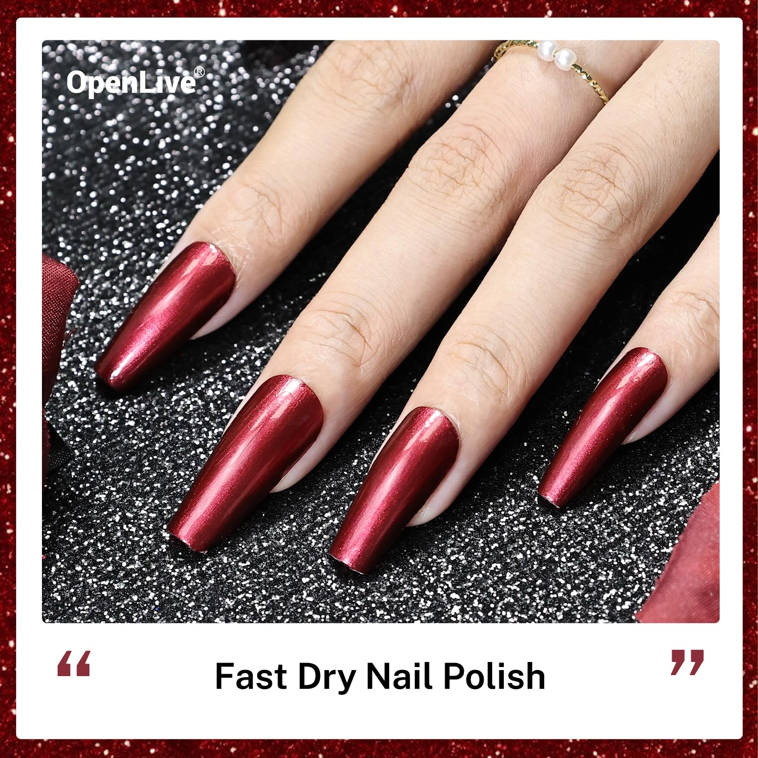 16.5ml Red Glitter Nail Polish Large Volume Quick Dry Nail Polish, Long Lasting Shine, Fingernail Toenail Nail Art DIY Home Travel Nail Art Gift-Velvo Beauty