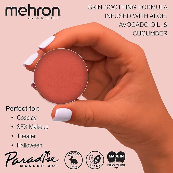 Mehron Makeup Paradise Makeup AQ Refill Size | Stage & Screen, Face & Body Painting, Beauty, Cosplay, and Halloween | Water Activated Face Paint, Body Paint, Cosplay Makeup .25 oz (7 ml) (CORAL)-Velvo Beauty