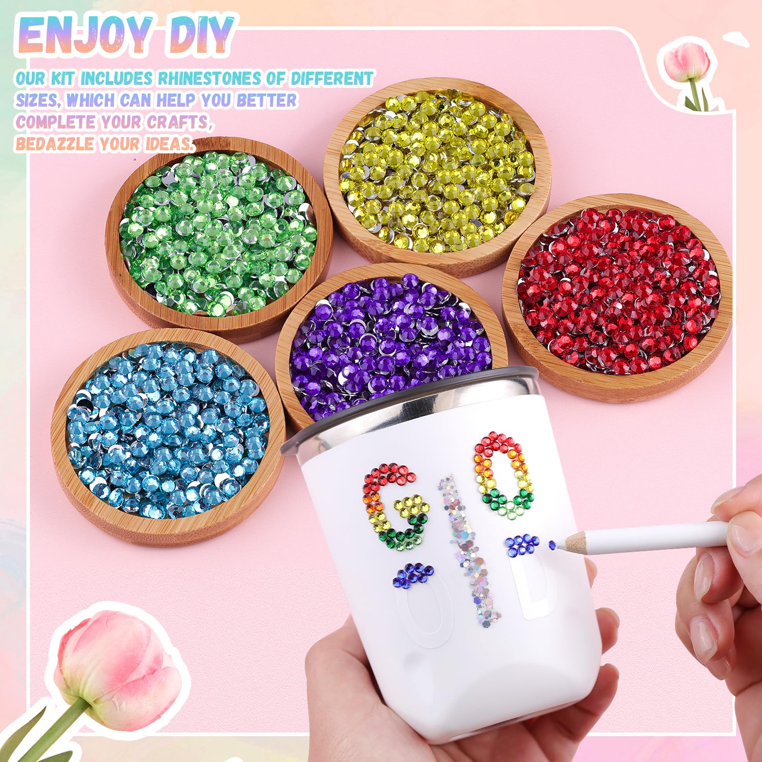 6600Pcs Resin Rhinestones for Bedazzling with 3Pcs B7000 Jewelry Glue, Multicolor 5mm Flatback Gems Rhinestones for Crafting, Clothing Tumblers Mugs Shoes Fabric Decor Nail Art-Velvo Beauty