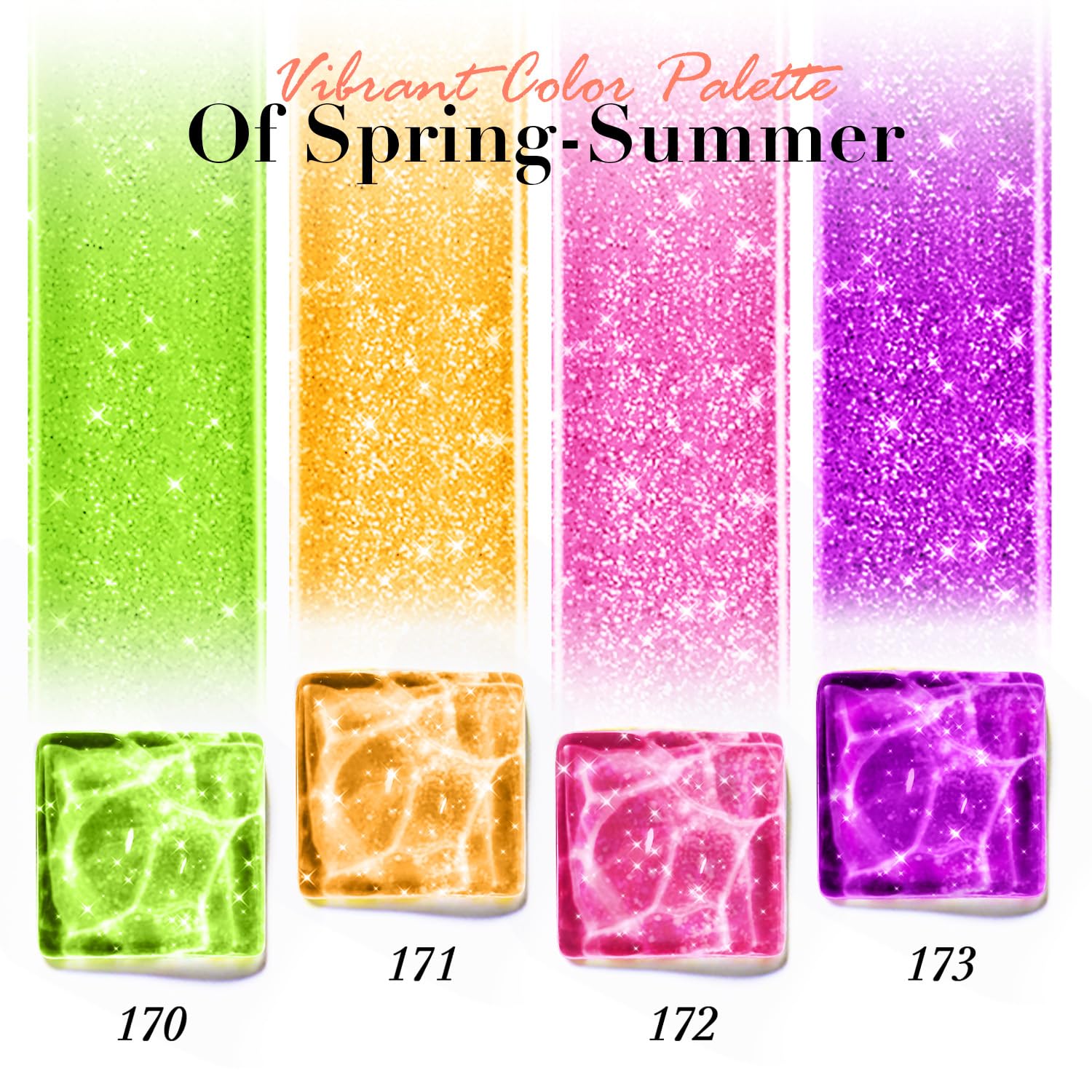 AZUREBEAUTY Nail Polish Set, 4 Colors Shimmer Glitter Neon Pink Orange Green Purple Spring Summer Long Lasting Quick Dry Natural Fingernail Lacquer Strengthening Kit with Top Coat DIY Salon-Velvo Beauty