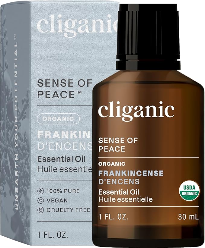 Cliganic USDA Organic Frankincense Essential Oil, 1oz - Boswellia Serrata, 100% Pure Natural Undiluted, for Aromatherapy | Non-GMO Verified (Packaging May Vary)-Velvo Beauty