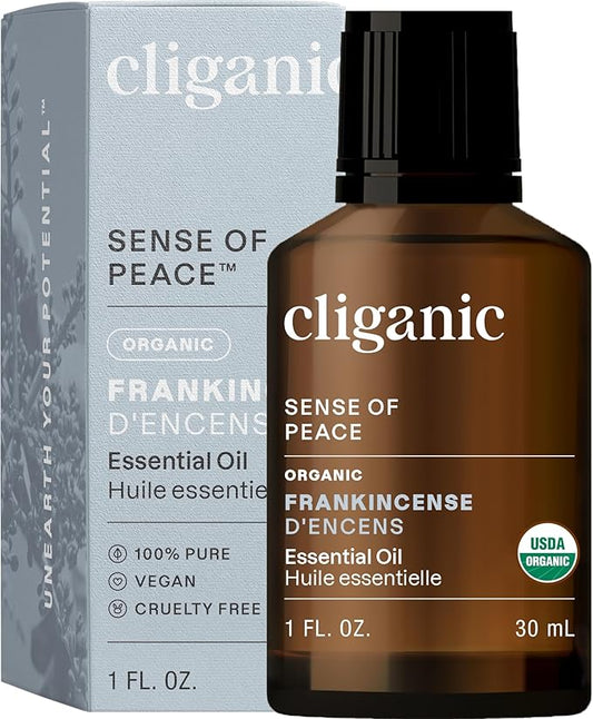Cliganic USDA Organic Frankincense Essential Oil, 1oz - Boswellia Serrata, 100% Pure Natural Undiluted, for Aromatherapy | Non-GMO Verified (Packaging May Vary)-Velvo Beauty