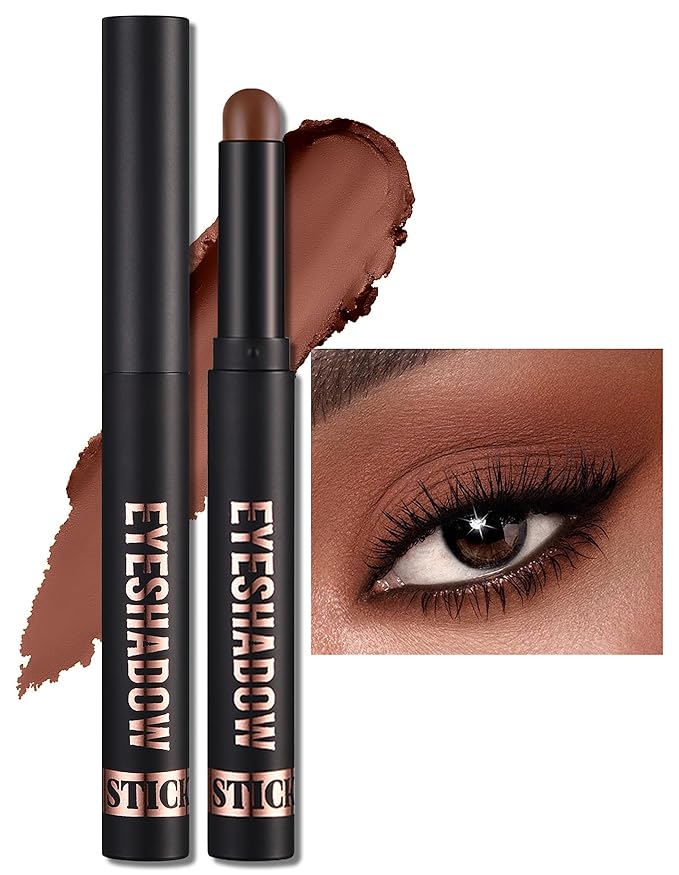 Erinde Waterproof Cream Eyeshadow Stick, Matte Nude Eye Shadow Sticks, Longwear Blendable High Pigmented, Neutral Eye Shadow Sticks for Older Eyes, Smokey Eyeshadow Pencil Crayon, 15 Mocha Matte-Velvo Beauty