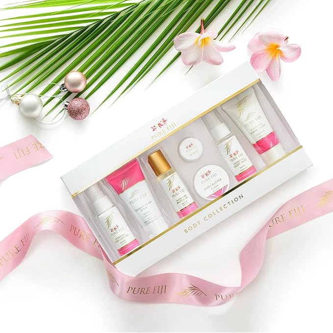 Pure Fiji Body Collection 7pacs- Bath and Body Gift Set Include - Body Mist,Coconut Crush, Body Oil, Body Butter, Soap, Body Lotion, Hand Creme - Travel Size, Scent Guava-Velvo Beauty