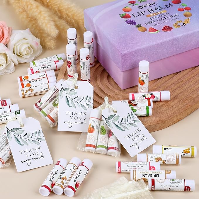 DMSKY 90 Pack Lip Balm, Natural Lip Balm Bulk with Vitamin E and Coconut Oil, Moisturizing Soothing Chapped Lips, Gifts for Women Stocking Stuffers Party Favors-Velvo Beauty