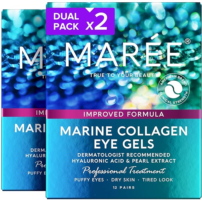 MAREE Eye Gels 2 PACK - Under Eye Patches for Puffy Eyes and Dark Circles with Natural Marine Collagen & Hyaluronic Acid - Anti-Aging Masks for Face to Soothe Puffiness-Velvo Beauty
