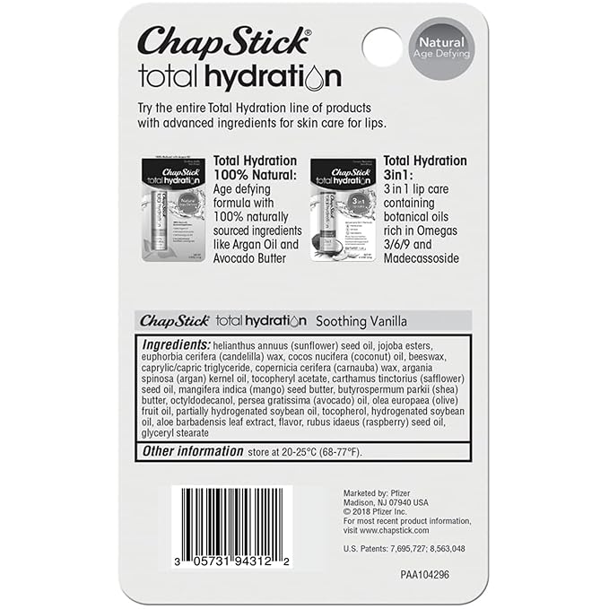 ChapStick Total Hydration Lip Care Soothing Vanilla - Pack of 2-Velvo Beauty