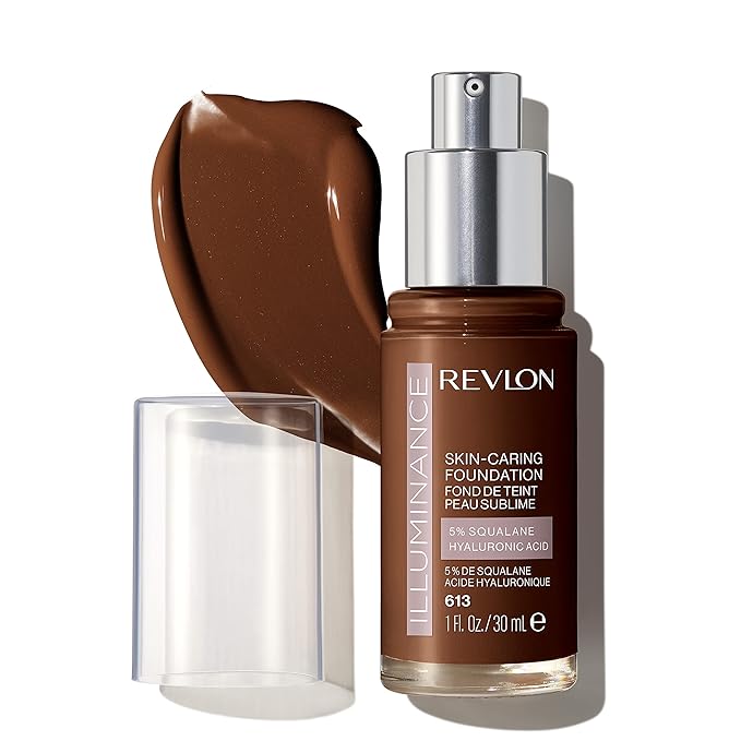 Revlon Illuminance Skin-Caring Liquid Foundation, Hyaluronic Acid, Hydrating and Nourishing Formula with Medium Coverage, 613 Honey Java (Pack of 1)-Velvo Beauty