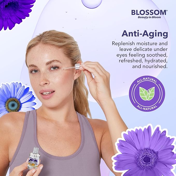 Blossom All Natural Organic Cruelty Free Moisturizing Eye Serum with Essential Oils, Infused with Real Flowers, Made in USA, 0.5 fl. oz., Fall Medley-Velvo Beauty