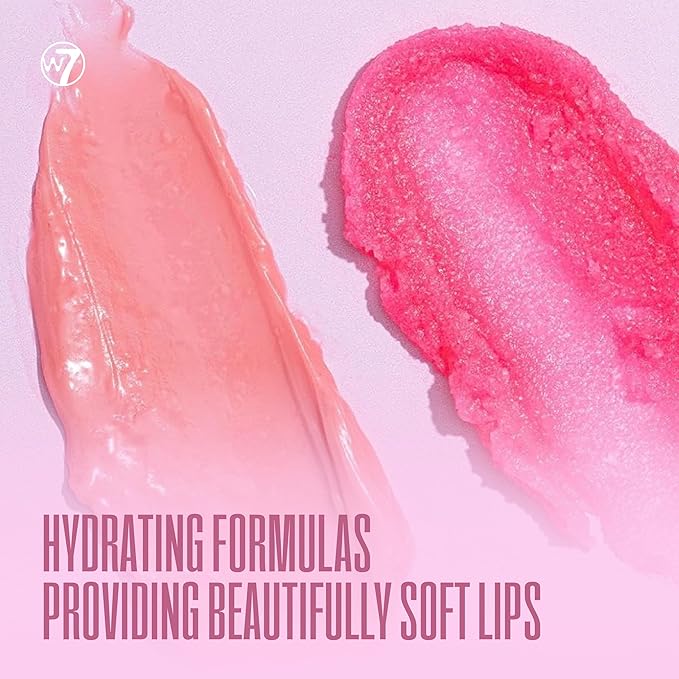 W7 Sweet Dreams Lip Scrub & Overnight Lip Mask Duo - 2Pcs Set - Strawberry Flavour - Exfoliate, Condition, Soothe & Hydrate-Velvo Beauty