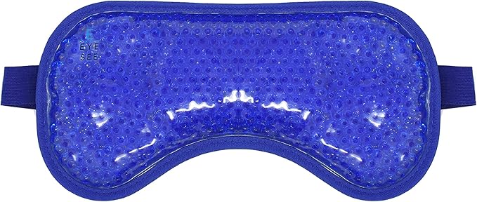 Plush Gel Eye Mask for Puffy Eyes, Blue - Cold Eye mask to Treat Dark Circles, Sinuses, Dry Eyes, and for Allergy Relief - Microwave Safe for Heat Therapy-Velvo Beauty