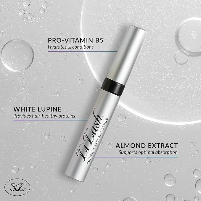 LiLash Purified Eyelash Serum to Grow Longer & Fuller-Looking Lashes - Eyelash Growth Enhancer, Safe for Use with Contacts, Lash Extensions, Sensitive Eyes - Vegan & Cruelty-free (2mL, 90-Day Supply)-Velvo Beauty