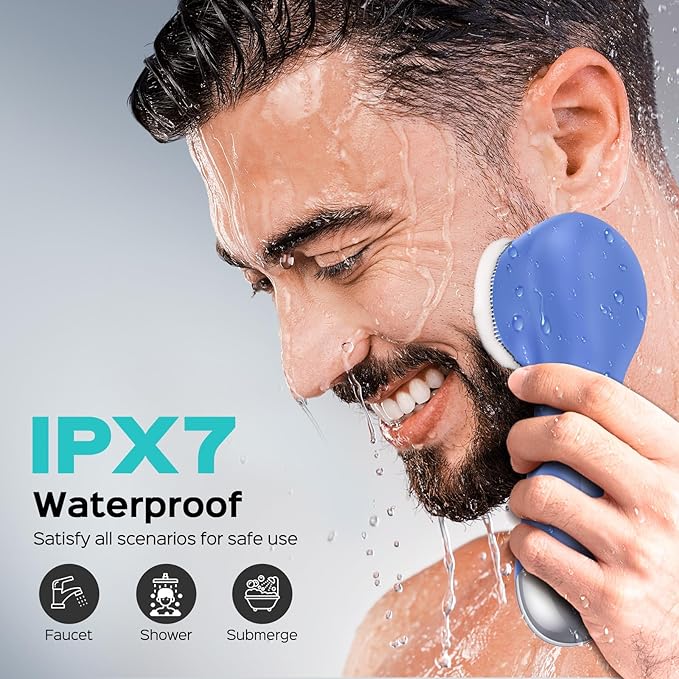 COSLUS Face Scrubber Facial Cleansing Brush: 2 in 1 Spin and Vibration Patented Tech, Silicone Electric Exfoliator Scrubber with Automatic Foaming, Waterproof Face Cleanser Brush for Men and Women-Velvo Beauty