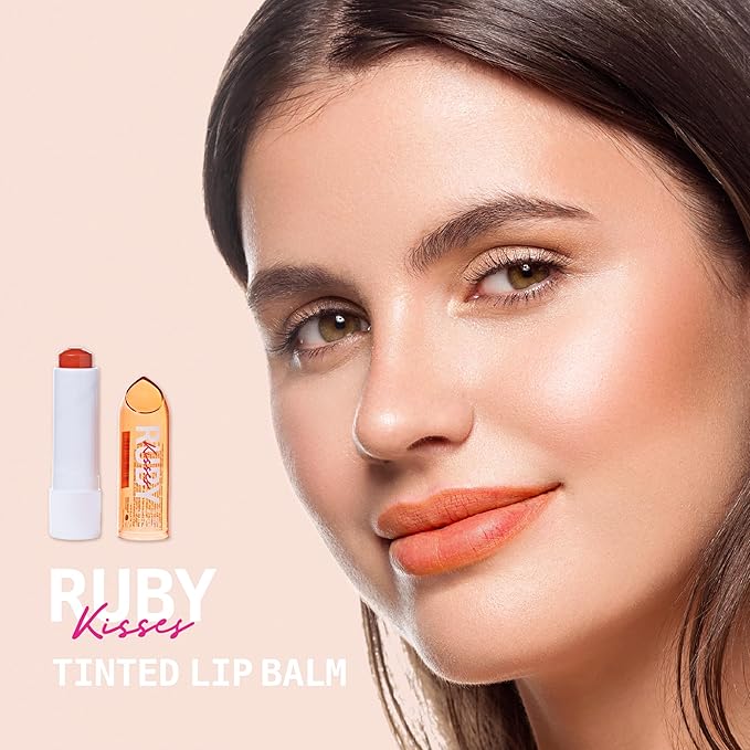 Ruby Kisses Balm Up Tinted Lip Balm, Non-Greasy Hydrating Formula, Nourishing Coconut Core & Vitamin E Infused, Lip Care with Natural Shine, Lightweight Sheer Color (Tangerine)-Velvo Beauty