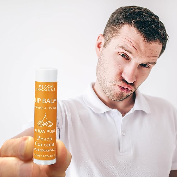 Peach Coconut Lip Balm Collection, Vegan Lip Balm Set, Lip Balm, Beeswax Free, with Avocado Oil, Organic Jojoba Oil, and Vitamin E, Natural Moisturizer for Dry, Chapped Lips, 3 Tube Set-Velvo Beauty