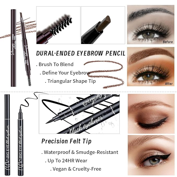 Makeup Set Kit for Women Girls Teens, Makeup Present Set, Includes 9 Color Eyeshadow, Counter Stick, Foundation, Eyebrow Pencil, Eyeliner, Mascara, Lip Gloss, 5Pcs Brushes, Sponge-Velvo Beauty