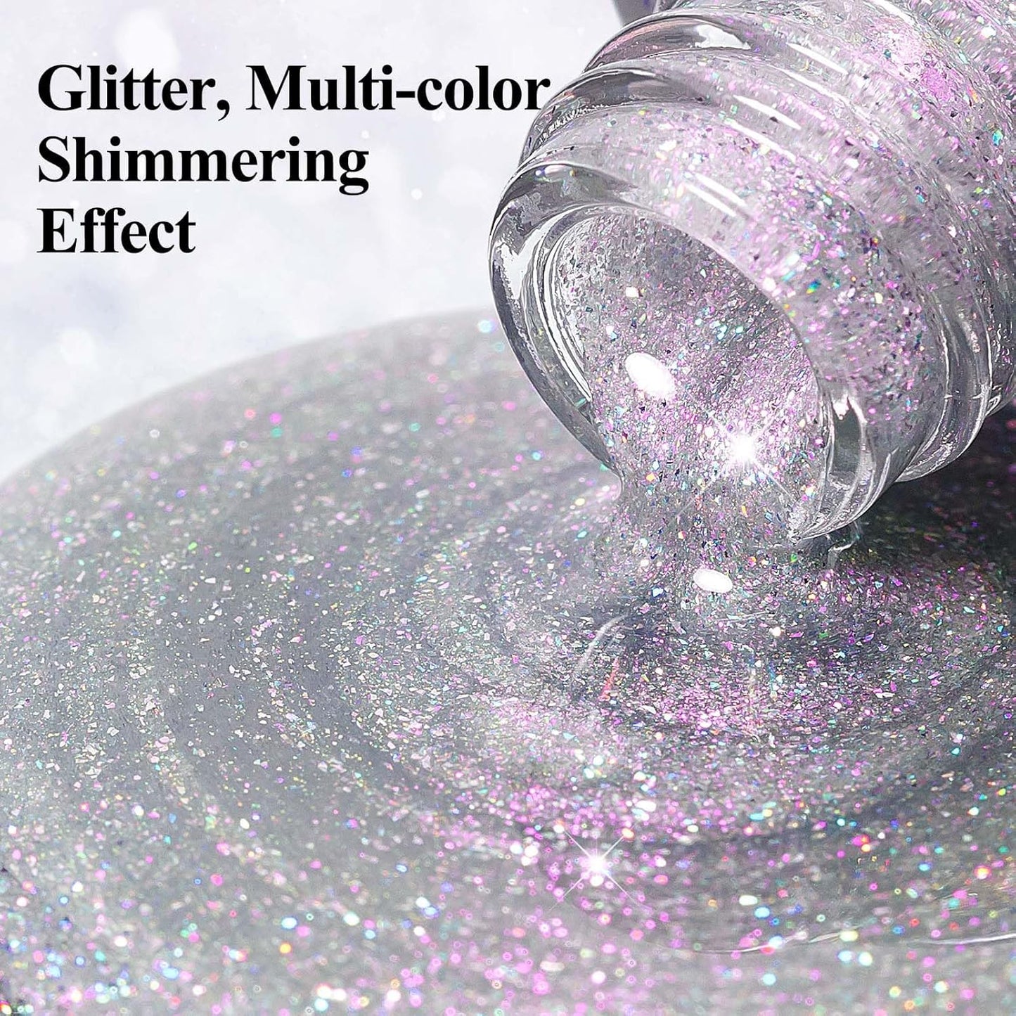 Glitter Silver Nail Polish Quick Dry, Sparkle Iridescent Nail Lacquer Air Fast Drying, Reflective Flash Long-Lasting Vegan Fingernail Polish, 12ML-Velvo Beauty