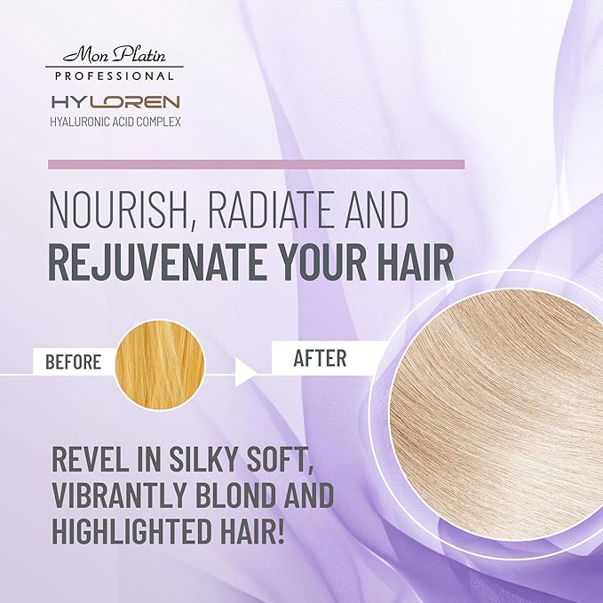 Mon Platin Professional Black Caviar Blonde Hair Mask & HY Loren Blonde Hair Shampoo, Intensive Moisturizing Treatments for Blonde, Bleached & Color-Treated Hair, SLS/SLES/Salt-Free, 500ml Each-Velvo Beauty