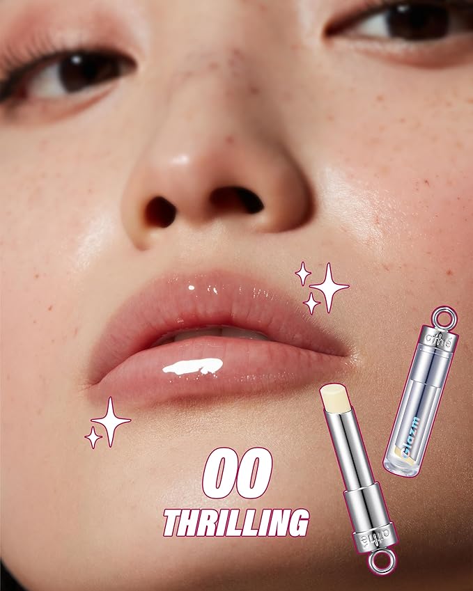 ATHE Glazm Lipbalm Stick - Vegan Glow Korean Lip Balm - Plumping, Volumizing & Highly Pigmented Lipstick - Soft Melting, Buildable Formula - Plant-Derived, Cruelty-Free, 0.12oz. (00 Thrilling)-Velvo Beauty