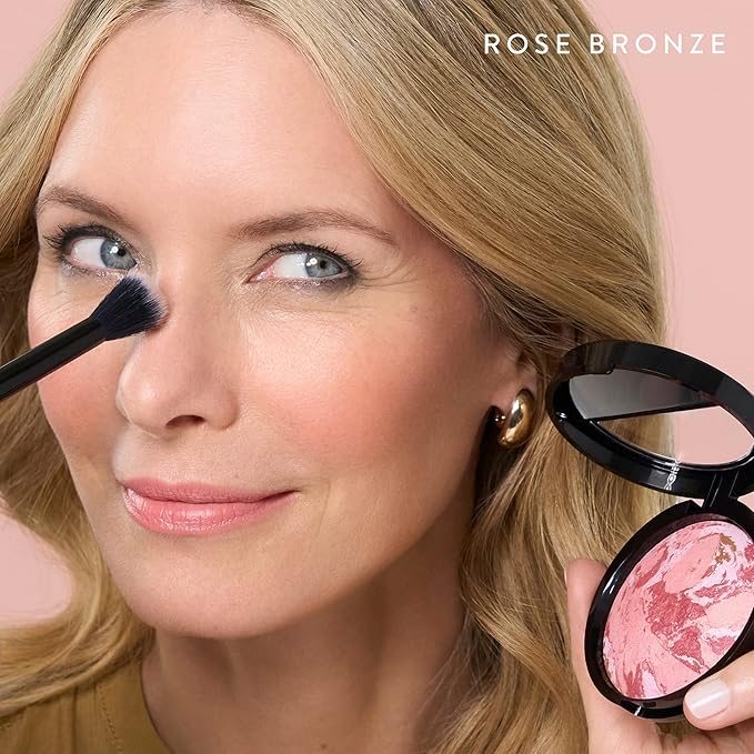 LAURA GELLER NEW YORK Baked Blush-n-Bronze Marbleized 2-in-1 Sculpting Bronzer Blush - Rose Bronze - Contour Face with a Radiant Flush-Velvo Beauty