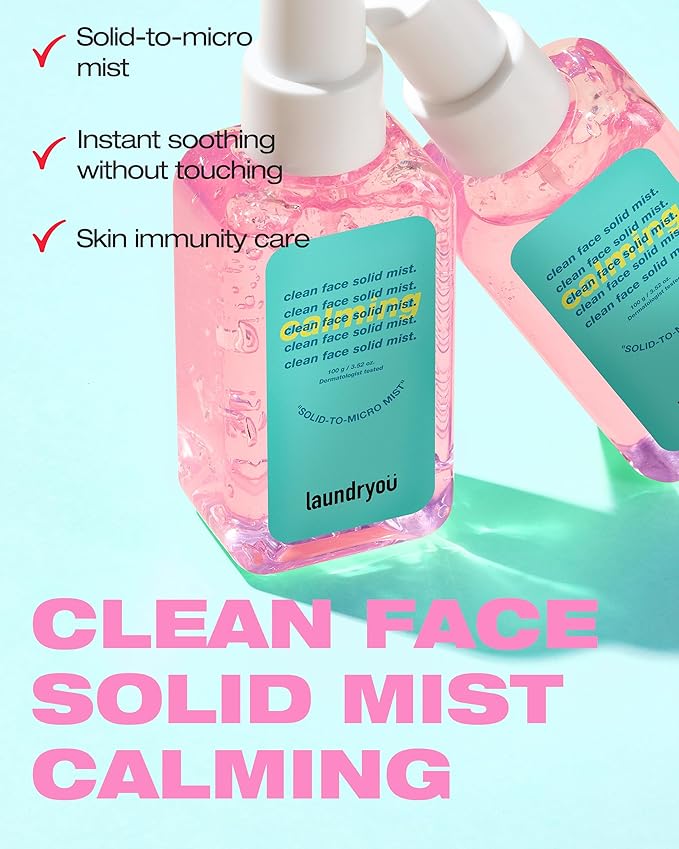 Clean Face Solid Mist - Calming, Hydrating, and Moisturizing Gel-To-Mist Dermatologist Tested Hypoallergenic Facial Spray for Redness Relief and Soothing Irritated Skin - (3.38 fl. oz.)-Velvo Beauty