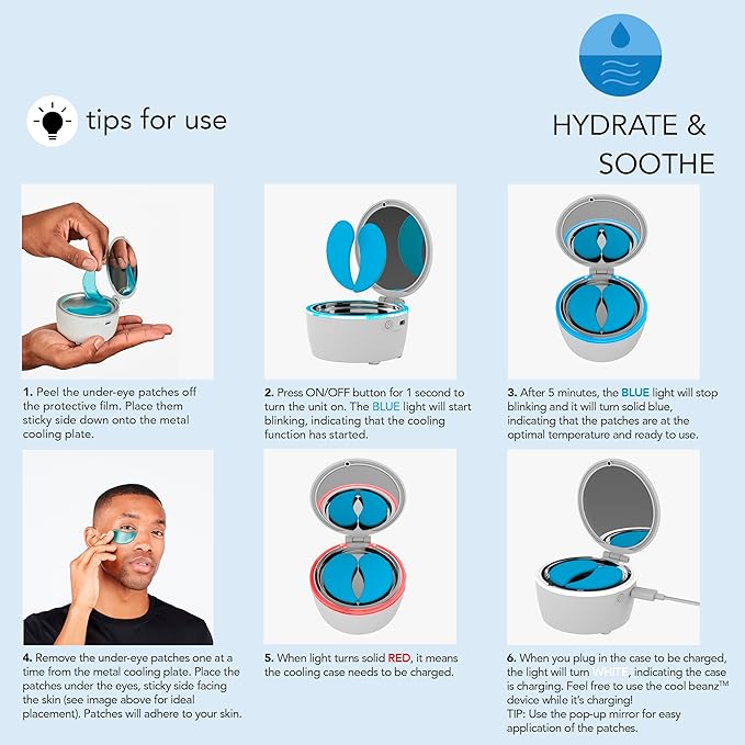 skn by conair Cool Beanz Reusable Under Eye Patches, Rechargeable Cooling Eye Mask to Reduce Dark Circles and Puffiness, and Refresh Tired Eyes-Velvo Beauty
