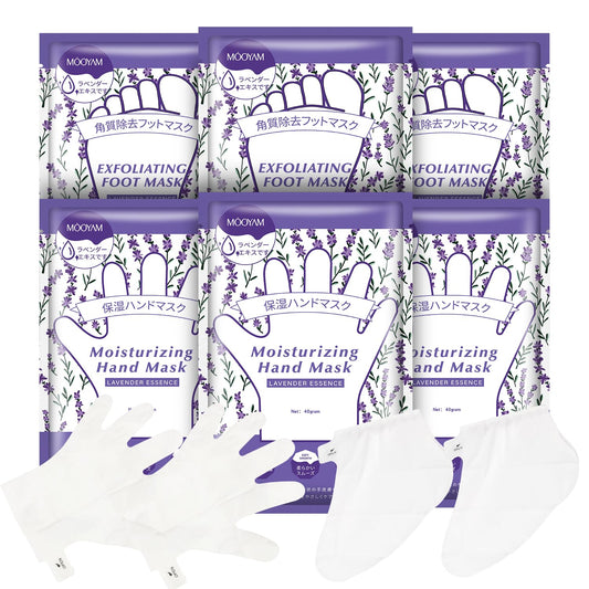 Hydrating Hand Foot Masks Set,3 Pack Glove Mask for Dry Hand,Exofliating 3 Pack Socks Maskfor Peeling Away Dead Skin Calluses（Lavender）-Velvo Beauty