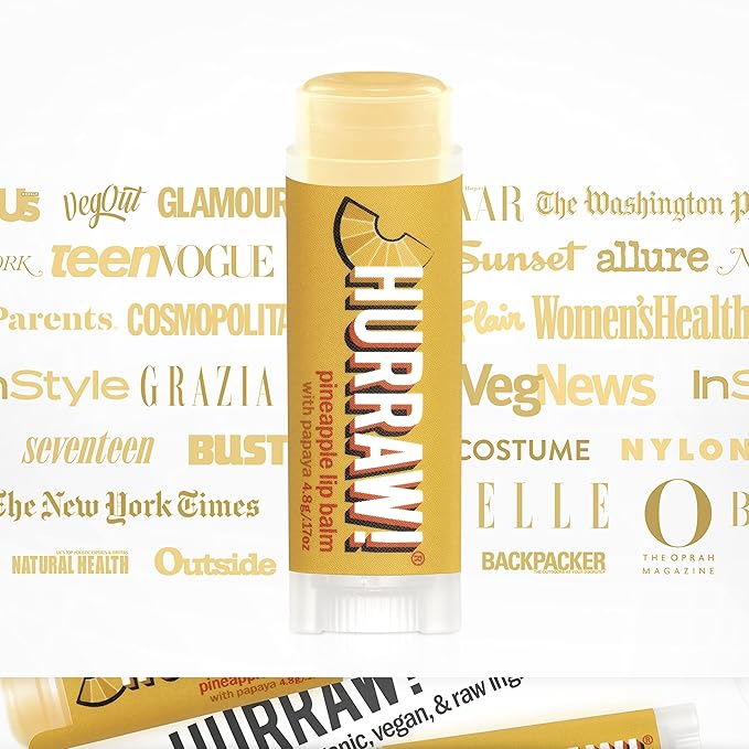 Hurraw! Pineapple Lip Balm: Organic, Certified Vegan, Cruelty and Gluten Free. Non-GMO, 100% Natural Ingredients. Bee, Shea, Soy and Palm Free. Made in USA-Velvo Beauty