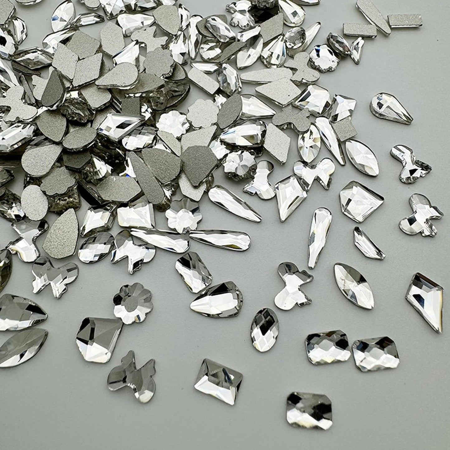 18 Types of 900 Special-Shaped Diamonds + 3200 Flat-Bottomed Nail Rhinestones, Clear Nail Crystal Gems Stone DIY Crafts for Shoes, Clothes, Jewels-Velvo Beauty
