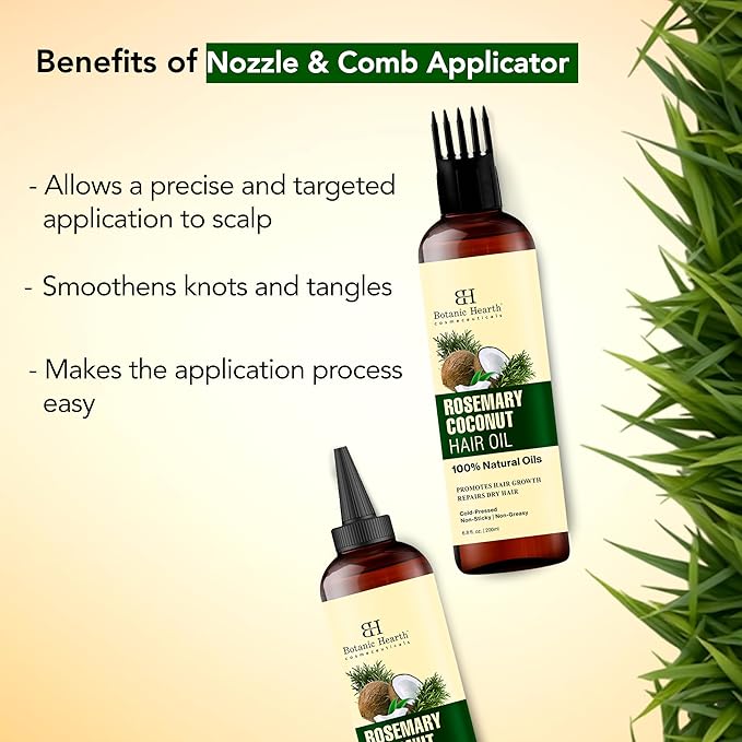 Botanic Hearth Rosemary, Coconut & Avocado Oil For Hair Growth (6.7 fl oz) Infused with Rosemary, Coconut, Biotin|Hair Oil Repairs Damaged Hair, Strengthening, Healthier Hair, Moisturizing- Hair Tonic-Velvo Beauty