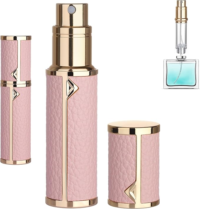 Refillable Travel Perfume Atomizer Bottle - 5ml Luxury Pocket Perfume Dispenser Pump, Travel Perfume Atomiser, Cologne Dispenser, Portable Size Sprayer Bottle for Traveling (Pink)-Velvo Beauty