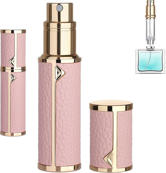 Refillable Travel Perfume Atomizer Bottle - 5ml Luxury Pocket Perfume Dispenser Pump, Travel Perfume Atomiser, Cologne Dispenser, Portable Size Sprayer Bottle for Traveling (Pink)-Velvo Beauty