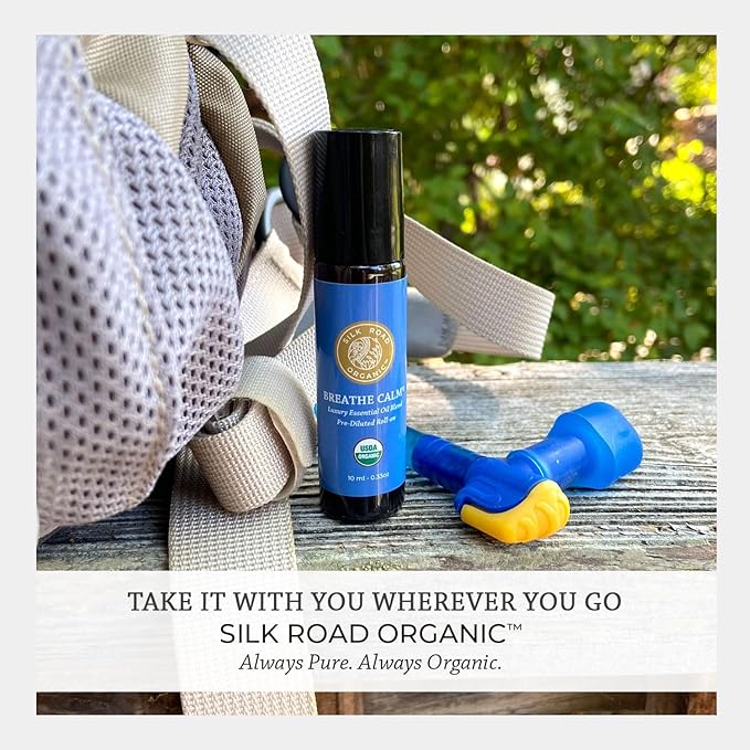 Silk Road Organic Breathe Calm Essential Oil Breathe Easy Blend Roll On, 100% Pure USDA Certified Aromatherapy for Cold, Cough, Congestion, Allergy Relief, & Wellness - 10 ml Roller-Velvo Beauty