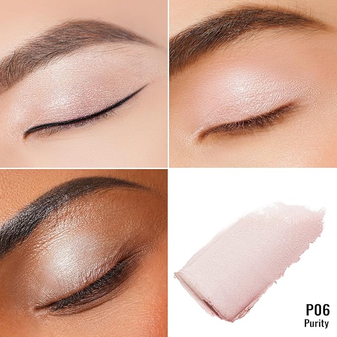 Oulac Cream Eyeshadow also for Highlighter Large Capacity Highly Pigmented Eye Shadow Waterproof &Long Lasting with Moisturizing Formula, Shimmer Glitter Eye Makeup. 6g.P06+P03-Velvo Beauty