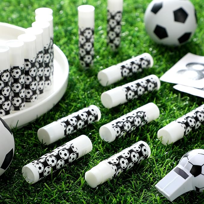 24 Pcs Soccer Lip Balm Soccer Team Gifts Soccer Party Favors Soccer Lip Balm Gift for Soccer Team Soccer Party Guest Supplies-Velvo Beauty