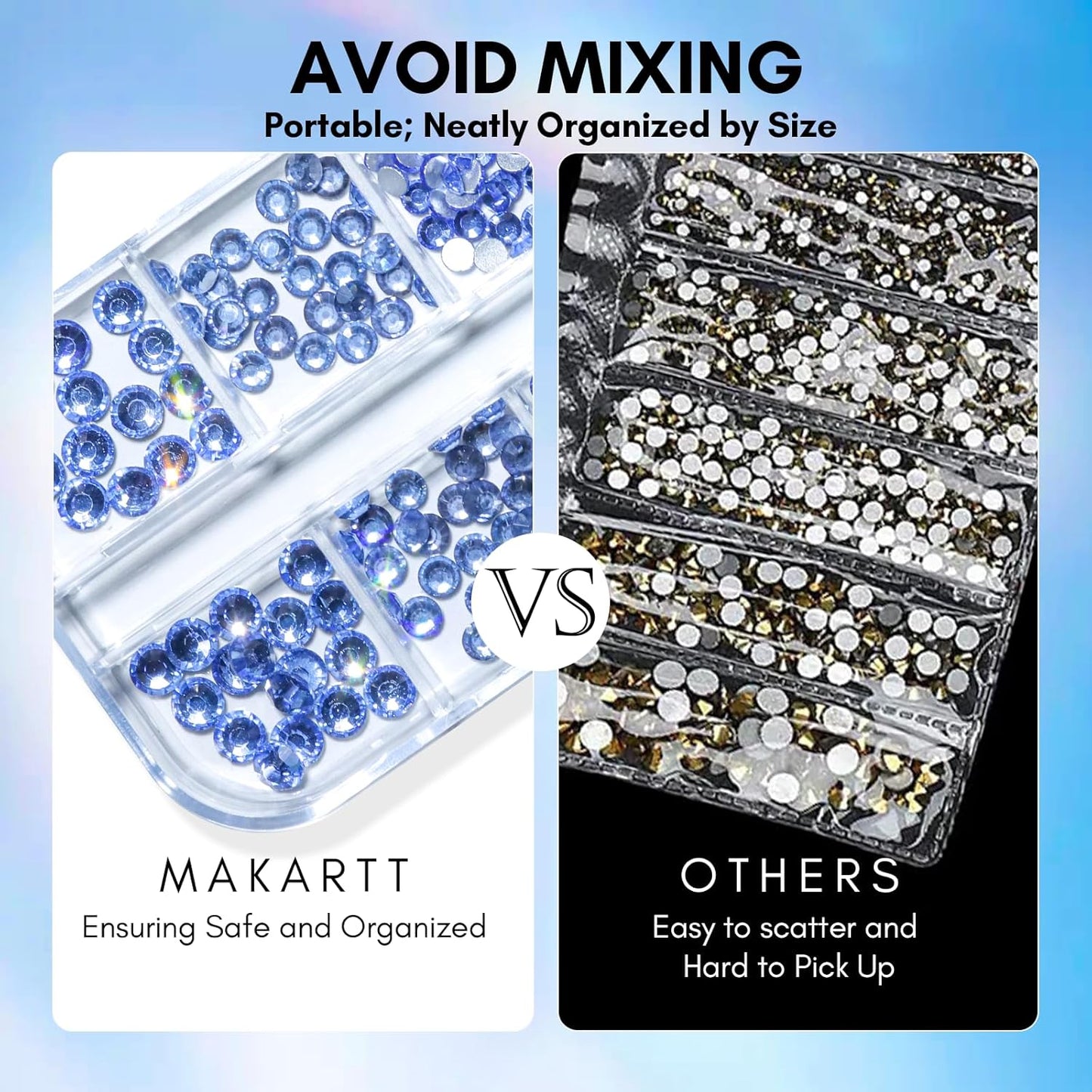 Makartt Blue Nail Rhinestones Flatback Rhinestones Multi-Size Round Crystal Glass Nail Charms Diamonds Nail Jewels for DIY Crafts Makeup Nail Art Supplies Accessories Christmas Gift-Velvo Beauty