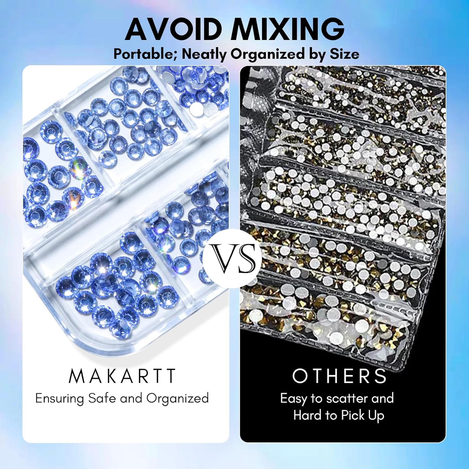 Makartt Blue Nail Rhinestones Flatback Rhinestones Multi-Size Round Crystal Glass Nail Charms Diamonds Nail Jewels for DIY Crafts Makeup Nail Art Supplies Accessories Christmas Gift-Velvo Beauty