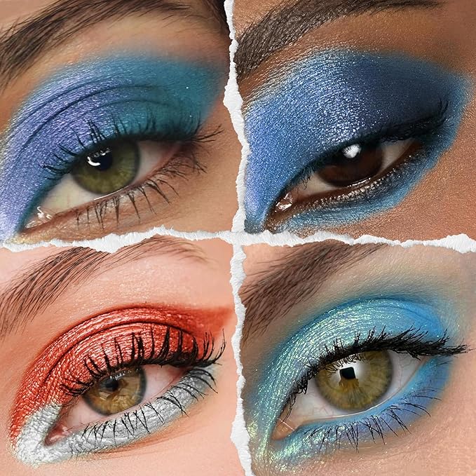 Galactic Assemble Eyeshadow Palette 14 Colors Glitter Shimmer Metallic Eye Shadow Pallet Blue Galaxy Eye Makeup Palettes Create Space-like Eyes Make up Orange Gifts for Women Girls-Velvo Beauty