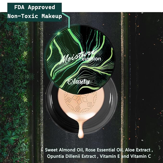 Moisture Cushion CC Cream Foundation for Mature Skin - Flawless Concealer BB Cream with Mushroom Head, Long-Lasting Waterproof Air Cushion CC, Natural honey and pine Makeup cream, Even Skin Tone（03#）-Velvo Beauty