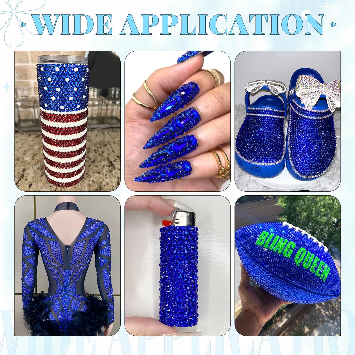 6000Pcs Resin Rhinestones for Bedazzling with 3Pcs B7000 Jewelry Glue, 1 Box Royal Blue Flatback Rhinestones for Crafting Crafts DIY, Crystals Gems for Clothing Shoes Tumblers Nail Art Makeup-Velvo Beauty