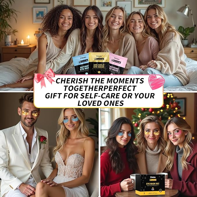 Under Eye Patches(24 Pairs), 24K Gold, Caffeine, Retinol Eye Masks for Puffy Eyes, Wrinkles, Dark Circles, Undereye Bags Treatment - Restoring & Awakening & Moisturizer Skin care Gift for Women-Velvo Beauty