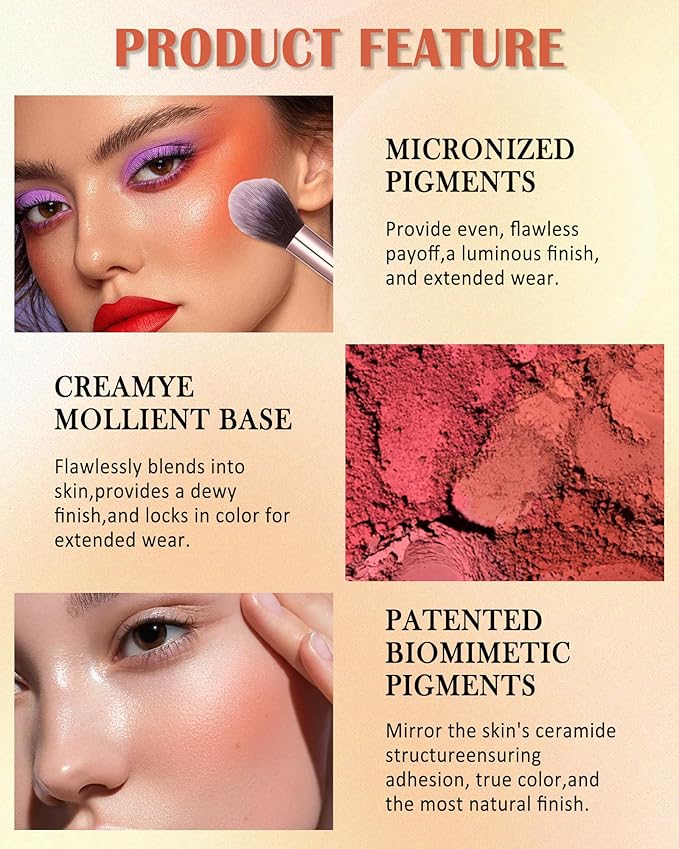 Matte Rose Face Blush Palette Kit with Brush-6 Color High Pigment Silky Mineral Blendable Blusher Contour Powder for Cheeks,Longlasting Eyeshadow Facial Beauty Cosmetic Makeup Gift for Women-Set 02-Velvo Beauty