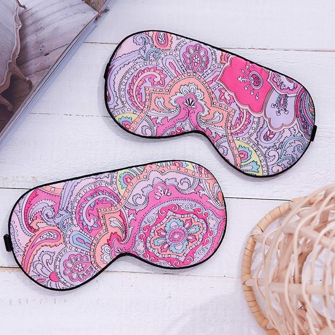 100% Pure Silk Eye Mask Sleep Eye Mask Eye Cover Eyeshade Sleeping Eye Mask Printed Colors (#12)-Velvo Beauty