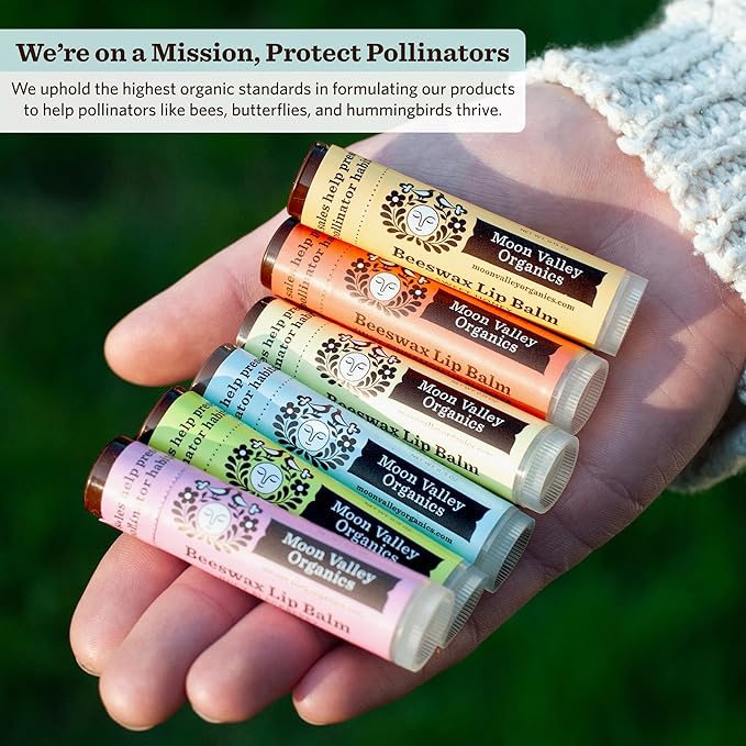 Moon Valley Organics Beeswax Lip Balm for Moisturizing Lips and Cuticles (COOL MINT VANILLA, 6-Pack)-Velvo Beauty