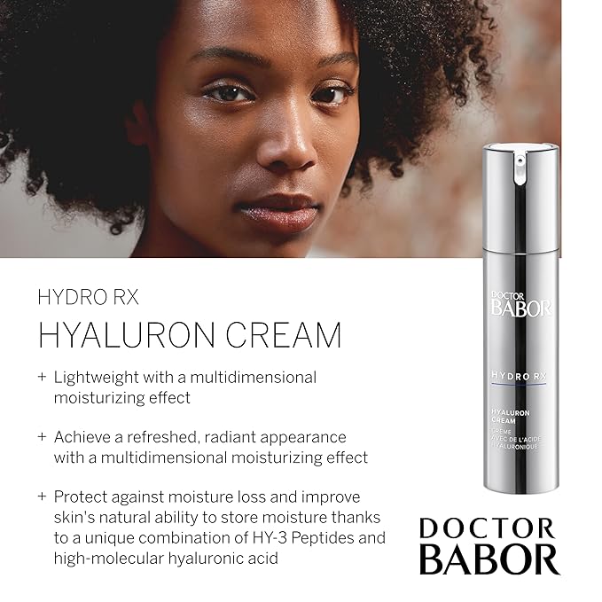 BABOR DOCTOR HydroRX Hyaluron Cream, Travel Lightweight Hyaluronic Acid Face Moisturizer for Dry Skin, Prevents Moisture Loss and Reduces Dryness Lines, Fragrance Free, 0.5 oz-Velvo Beauty