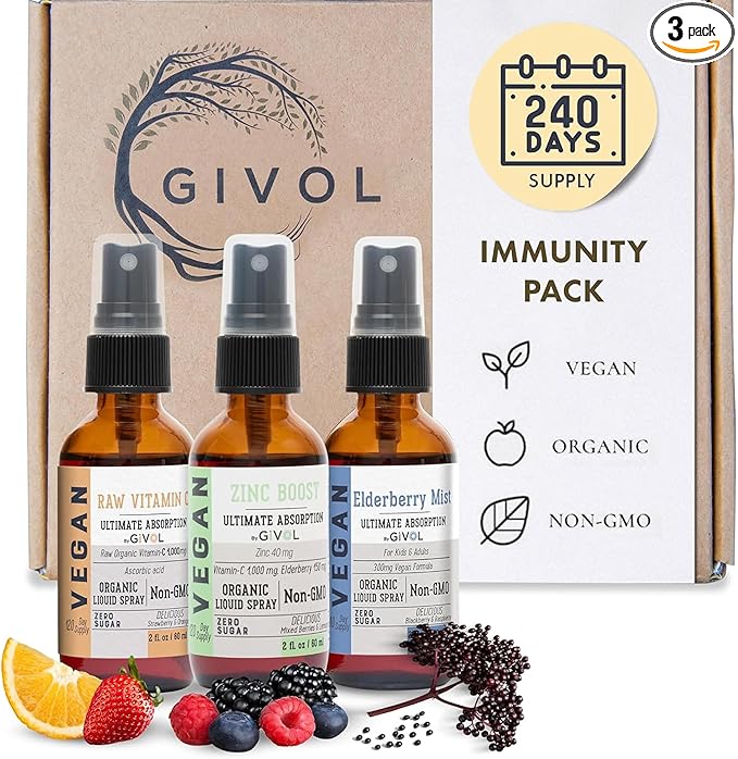 Immunity Pack Liquid Vitamins (Pack of 3) Sambucus Nigra Elderberry Mist, Zinc Boost Mist and Vitamin C Mist (Extra Strength) - Natural Immune System Support - Non-GMO Gluten-Free - 240 Days Supply-Velvo Beauty