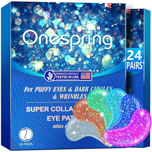 Eye Gel Pads (24 Pairs) - Under Eye Patches for Puffy Eyes, Wrinkles, Dark Circles, Natural Collagen Eye Gels, Under Eye Mask Patches for Face to Soothe Puffiness, Eye Bags-Velvo Beauty