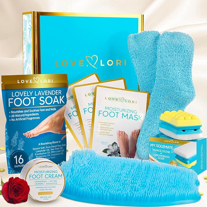 LOVE, LORI Foot Spa Kit, Foot Care Kit, Self Care Gifts for Women, 8 Piece Pedicure Kit, Great Valentine Day Gifts for Her, Gifts for Women, Spa Gifts-Velvo Beauty
